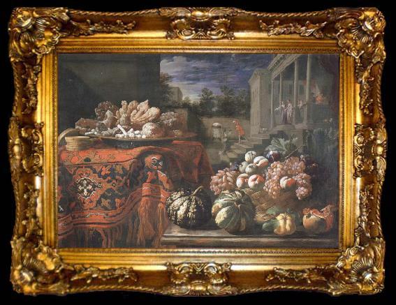 framed  Pier Francesco Cittadini Style life with fruits and sugar work, ta009-2